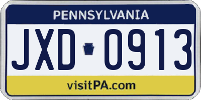 PA license plate JXD0913