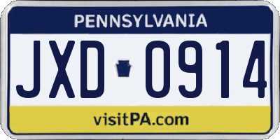 PA license plate JXD0914