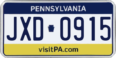 PA license plate JXD0915