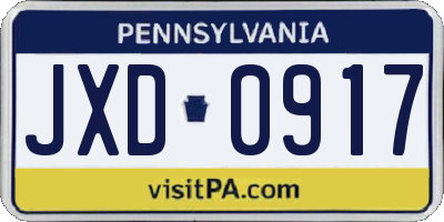 PA license plate JXD0917