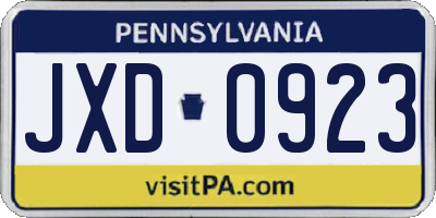 PA license plate JXD0923