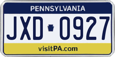 PA license plate JXD0927