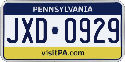 PA license plate JXD0929