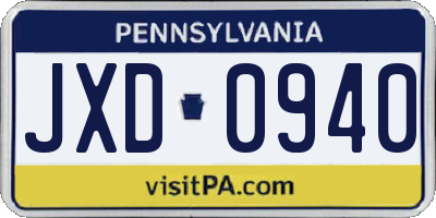 PA license plate JXD0940