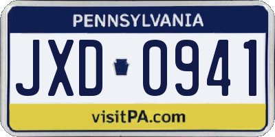 PA license plate JXD0941