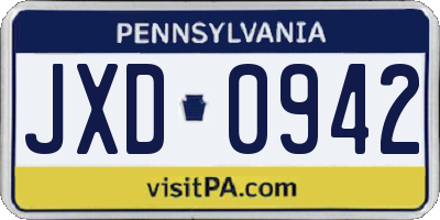 PA license plate JXD0942