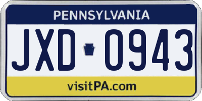 PA license plate JXD0943