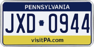 PA license plate JXD0944
