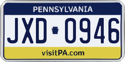 PA license plate JXD0946