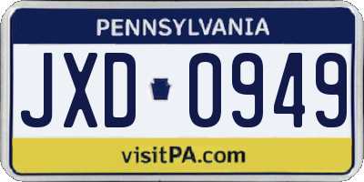 PA license plate JXD0949