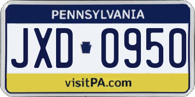 PA license plate JXD0950