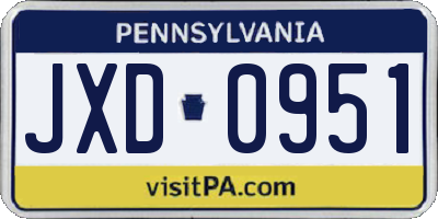 PA license plate JXD0951