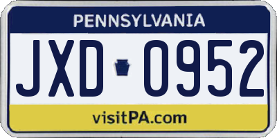 PA license plate JXD0952