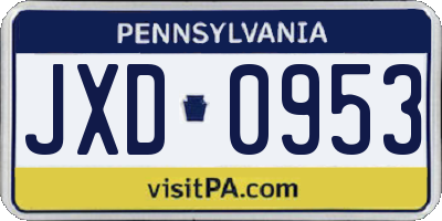 PA license plate JXD0953