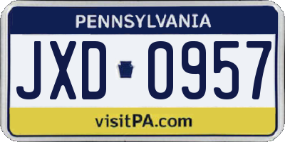PA license plate JXD0957