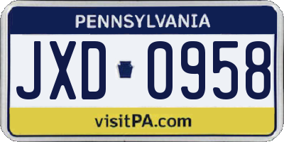 PA license plate JXD0958