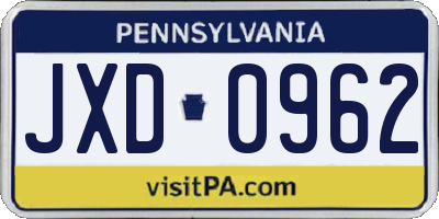 PA license plate JXD0962