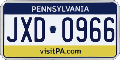 PA license plate JXD0966
