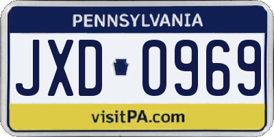 PA license plate JXD0969