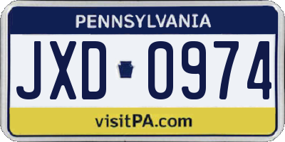 PA license plate JXD0974