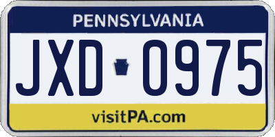 PA license plate JXD0975