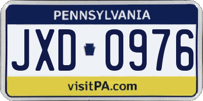 PA license plate JXD0976