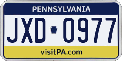 PA license plate JXD0977
