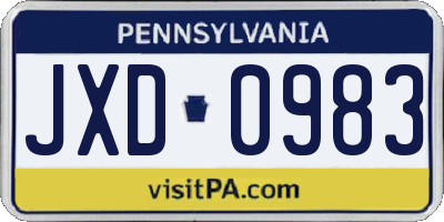 PA license plate JXD0983