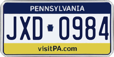 PA license plate JXD0984