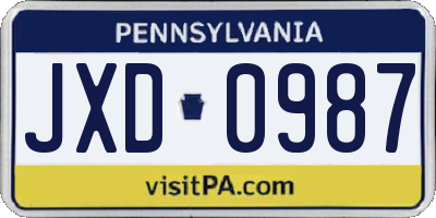 PA license plate JXD0987