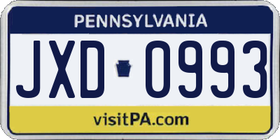 PA license plate JXD0993