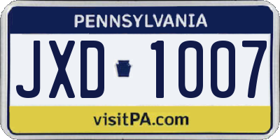 PA license plate JXD1007