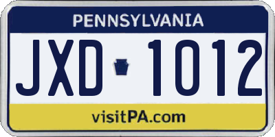 PA license plate JXD1012