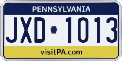 PA license plate JXD1013