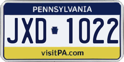 PA license plate JXD1022