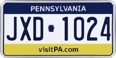 PA license plate JXD1024