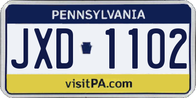 PA license plate JXD1102