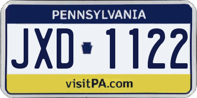 PA license plate JXD1122