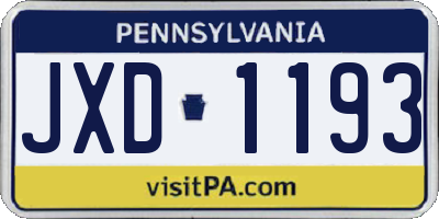 PA license plate JXD1193