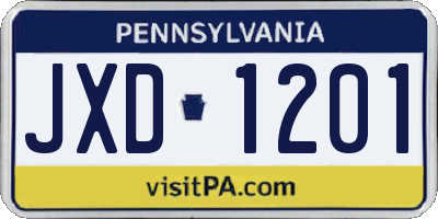 PA license plate JXD1201