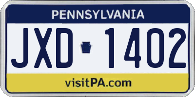 PA license plate JXD1402
