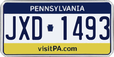 PA license plate JXD1493