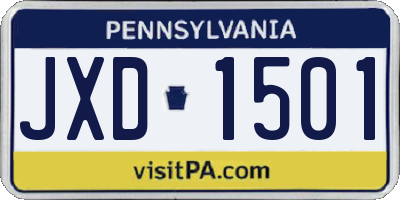 PA license plate JXD1501