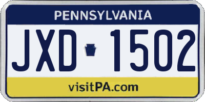 PA license plate JXD1502
