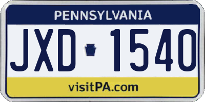 PA license plate JXD1540