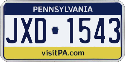 PA license plate JXD1543