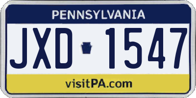 PA license plate JXD1547