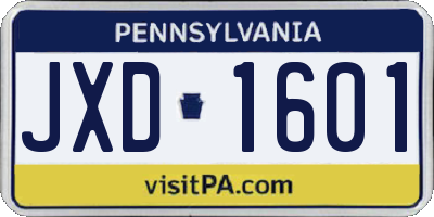 PA license plate JXD1601