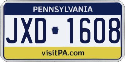 PA license plate JXD1608