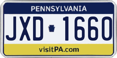 PA license plate JXD1660